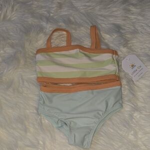LC Lauren Conrad Girls Two-Piece Bikini in Peach, Mint & White